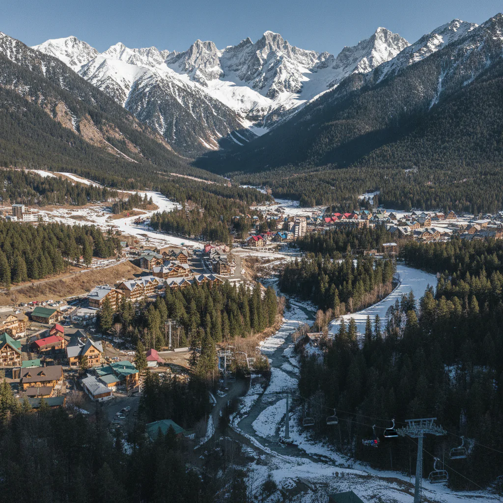 Панорама горного курорта Домбай
