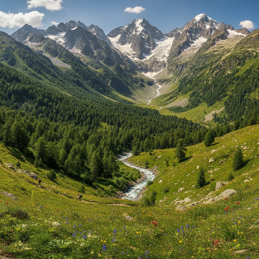 Панорама Домбая с высоты