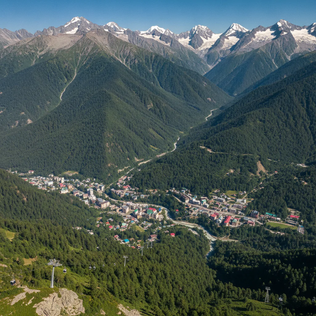 Панорама Домбая с высоты