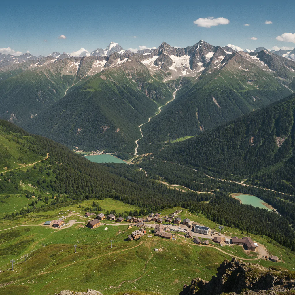Панорама Домбая с высоты