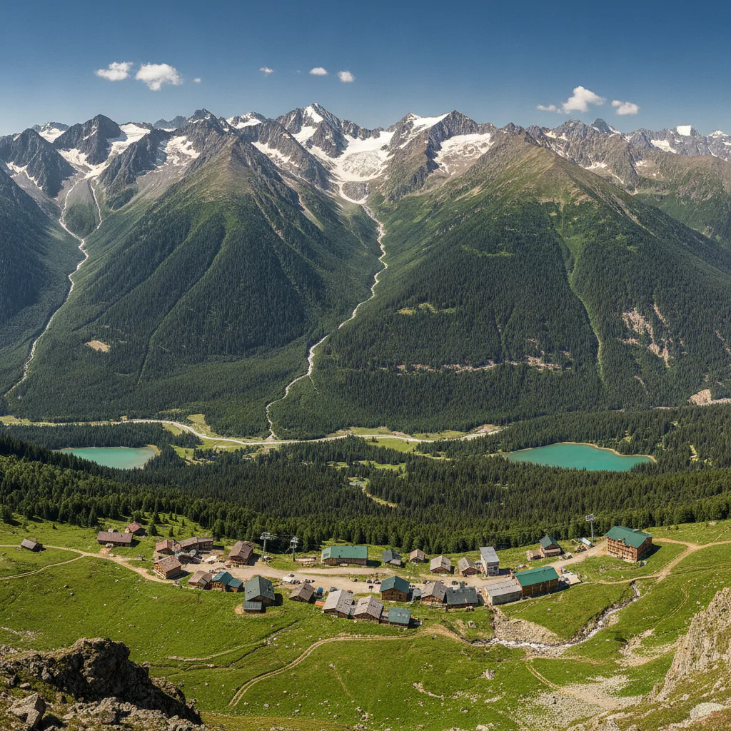 Панорама Домбая с высоты