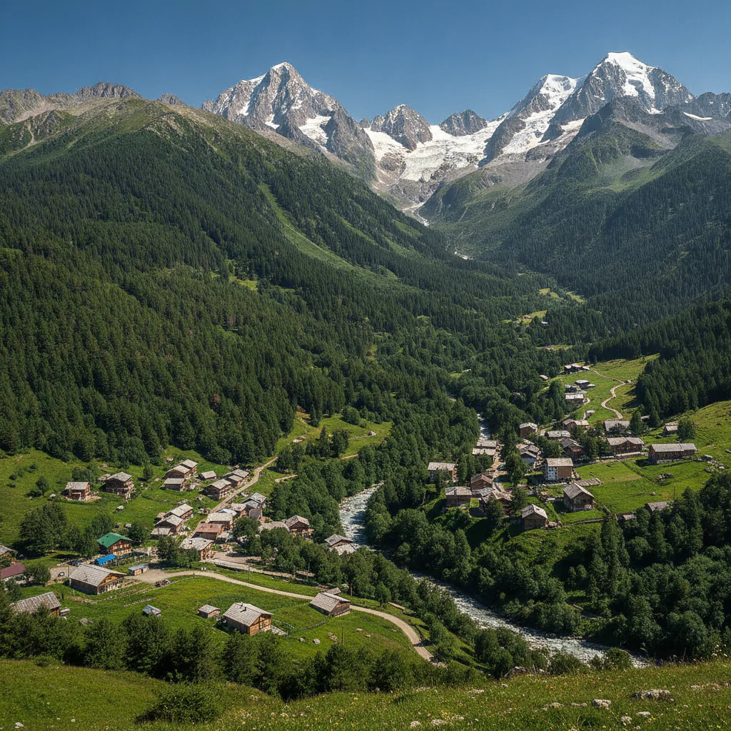 Панорама Домбая с высоты