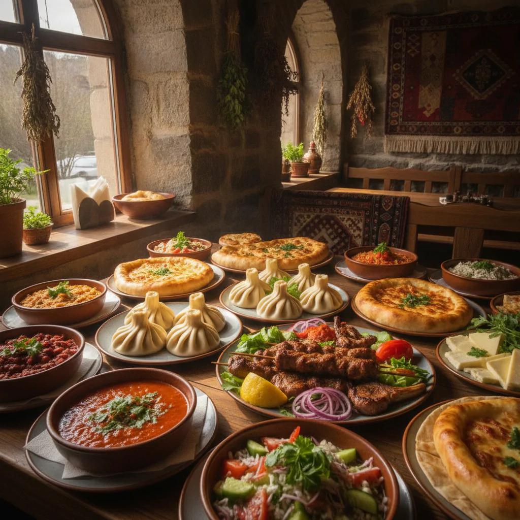 Обед в кафе с кавказской кухней