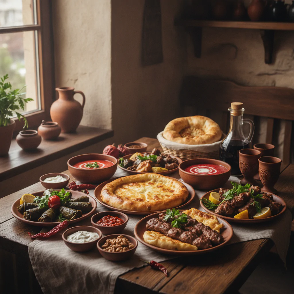 Обед в кафе с кавказской кухней