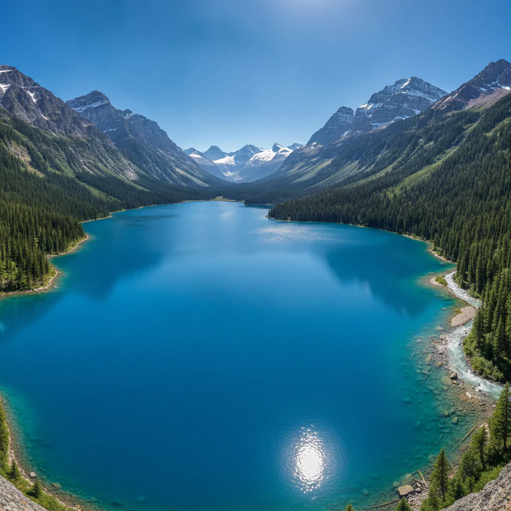 Панорама с высоты над озером